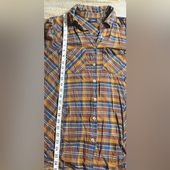 Daytrip Plaid Button-Down Shirt in Blue and Brown - Picture 7 of 8
